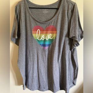 Lane Bryant size 22/24 Love Rainbow Heart slubby heather gray tee